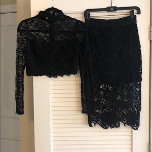 Nikibiki Black Lace 2 Piece Top & Skirt
